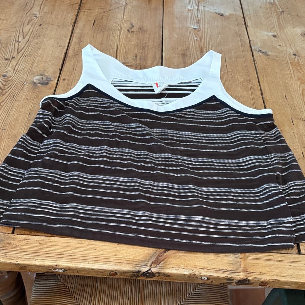 Chic Brown and White Striped Tank Top